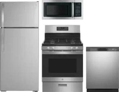 4 Piece Package Includes Refrigerator, Range, Microwave And Dishwasher