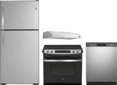 4 Piece Package Includes Refrigerator, Range, Hood And Dishwasher
