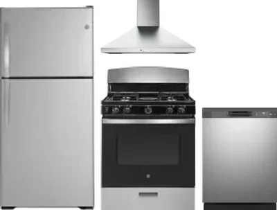 4 Piece Package Includes Refrigerator, Range, Hood And Dishwasher