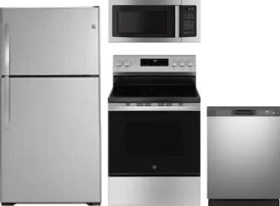 4 Piece Package Includes Refrigerator, Range, Microwave And Dishwasher