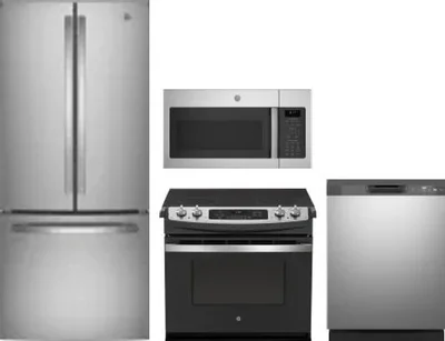 4 Piece Package Includes Refrigerator, Range, Microwave And Dishwasher
