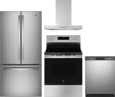 4 Piece Package Includes Refrigerator, Range, Hood And Dishwasher