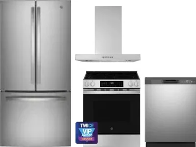 4 Piece Package Includes Refrigerator, Range, Hood And Dishwasher