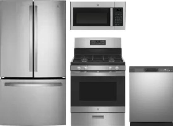 4 Piece Package Includes Refrigerator, Range, Microwave And Dishwasher