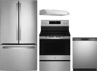 4 Piece Package Includes Refrigerator, Range, Hood And Dishwasher