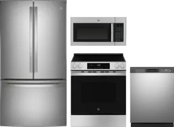 4 Piece Package Includes Refrigerator, Range, Microwave And Dishwasher