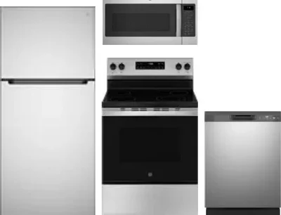 4 Piece Package Includes Refrigerator, Range, Microwave And Dishwasher