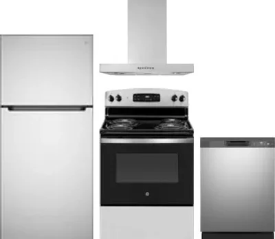 4 Piece Package Includes Refrigerator, Range, Hood And Dishwasher