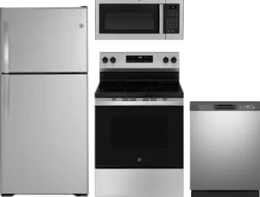4 Piece Package Includes Refrigerator, Range, Microwave And Dishwasher