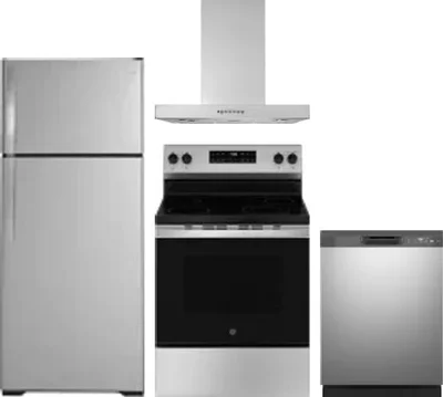 4 Piece Package Includes Refrigerator, Range, Hood And Dishwasher