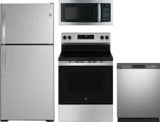 4 Piece Package Includes Refrigerator, Range, Microwave And Dishwasher