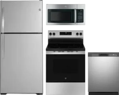 4 Piece Package Includes Refrigerator, Range, Microwave And Dishwasher