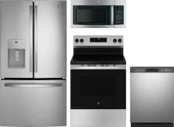 4 Piece Package Includes Refrigerator, Range, Microwave And Dishwasher