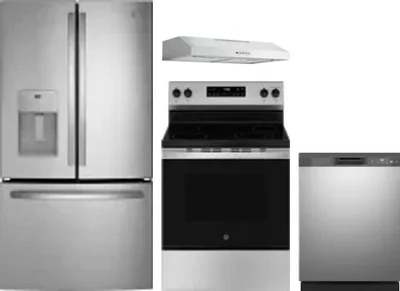 4 Piece Package Includes Refrigerator, Range, Hood And Dishwasher