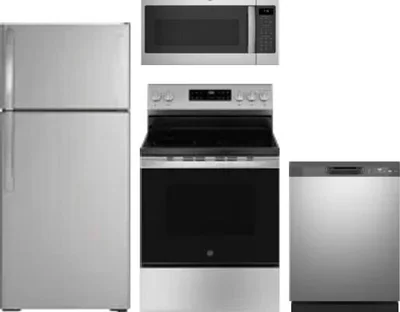 4 Piece Package Includes Refrigerator, Range, Microwave And Dishwasher