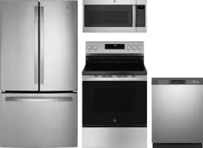 4 Piece Package Includes Refrigerator, Range, Microwave And Dishwasher