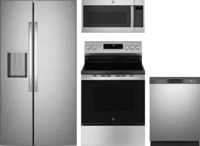 4 Piece Package Includes Refrigerator, Range, Microwave And Dishwasher