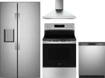 4 Piece Package Includes Refrigerator, Range, Hood And Dishwasher