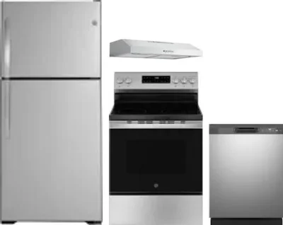 4 Piece Package Includes Refrigerator, Range, Hood And Dishwasher