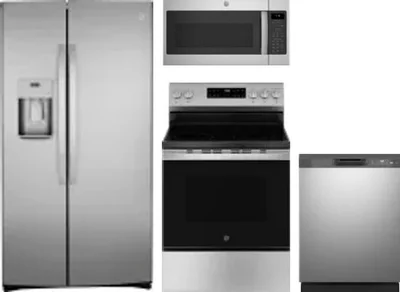 4 Piece Package Includes Refrigerator, Range, Microwave And Dishwasher