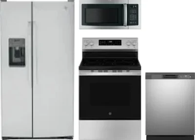 4 Piece Package Includes Refrigerator, Range, Microwave And Dishwasher