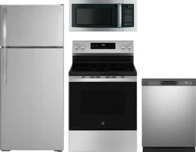 4 Piece Package Includes Refrigerator, Range, Microwave And Dishwasher