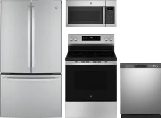 4 Piece Package Includes Refrigerator, Range, Microwave And Dishwasher