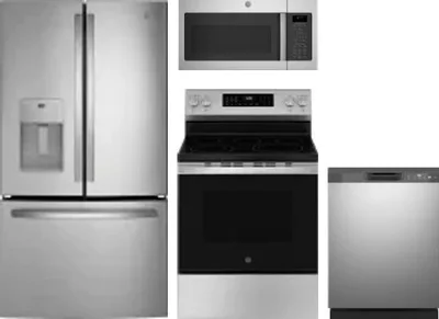 4 Piece Package Includes Refrigerator, Range, Microwave And Dishwasher