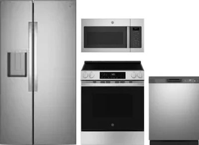 4 Piece Package Includes Refrigerator, Range, Microwave And Dishwasher