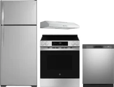 4 Piece Package Includes Refrigerator, Range, Hood And Dishwasher