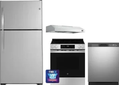 4 Piece Package Includes Refrigerator, Range, Hood And Dishwasher