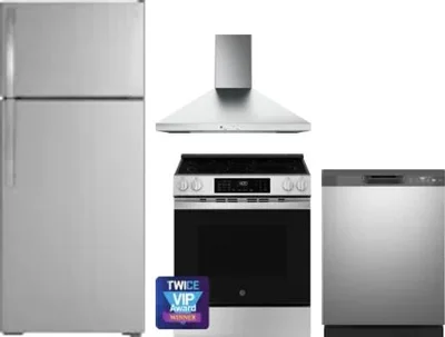 4 Piece Package Includes Refrigerator, Range, Hood And Dishwasher