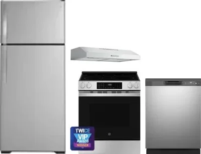 4 Piece Package Includes Refrigerator, Range, Hood And Dishwasher