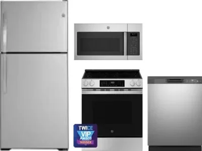 4 Piece Package Includes Refrigerator, Range, Microwave And Dishwasher