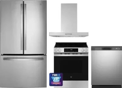4 Piece Package Includes Refrigerator, Range, Hood And Dishwasher