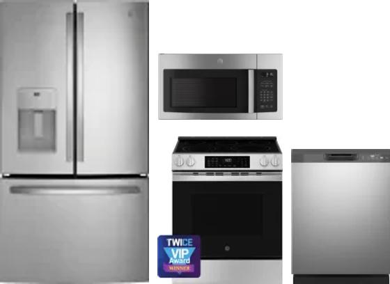 4 Piece Package Includes Refrigerator, Range, Microwave And Dishwasher