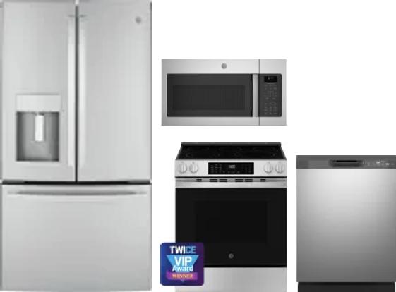 4 Piece Package Includes Refrigerator, Range, Microwave And Dishwasher
