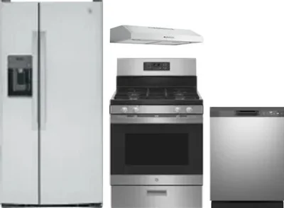 4 Piece Package Includes Refrigerator, Range, Hood And Dishwasher