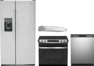 4 Piece Package Includes Refrigerator, Range, Hood And Dishwasher