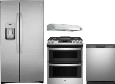 4 Piece Package Includes Refrigerator, Range, Hood And Dishwasher