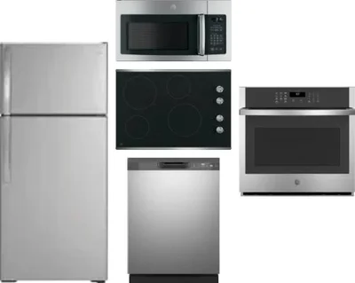 5 Piece Package Includes Refrigerator, Cooktop, Wall Oven, Microwave And Dishwasher