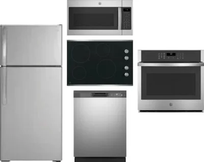 5 Piece Package Includes Refrigerator, Cooktop, Wall Oven, Microwave And Dishwasher