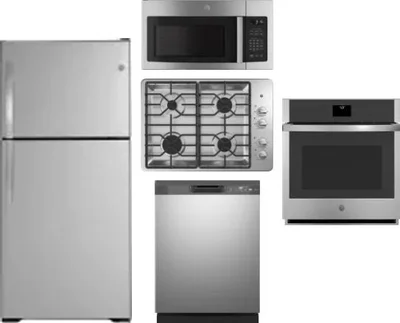 5 Piece Package Includes Refrigerator, Cooktop, Wall Oven, Microwave And Dishwasher