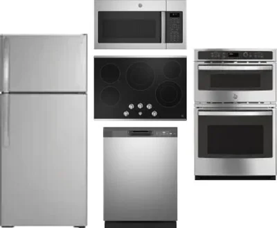 5 Piece Package Includes Refrigerator, Cooktop, Wall Oven, Microwave And Dishwasher