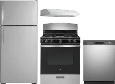 4 Piece Package Includes Refrigerator, Range, Hood And Dishwasher