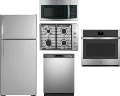 5 Piece Package Includes Refrigerator, Cooktop, Wall Oven, Microwave And Dishwasher