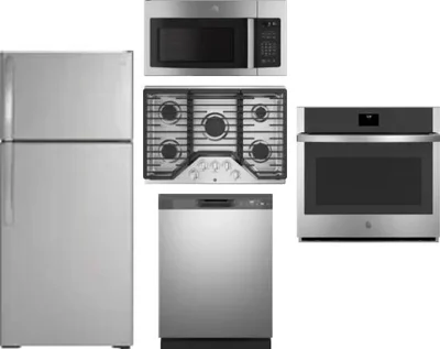 5 Piece Package Includes Refrigerator, Cooktop, Wall Oven, Microwave And Dishwasher