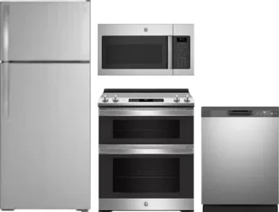 4 Piece Package Includes Refrigerator, Range, Microwave And Dishwasher