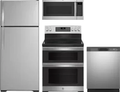 4 Piece Package Includes Refrigerator, Range, Microwave And Dishwasher