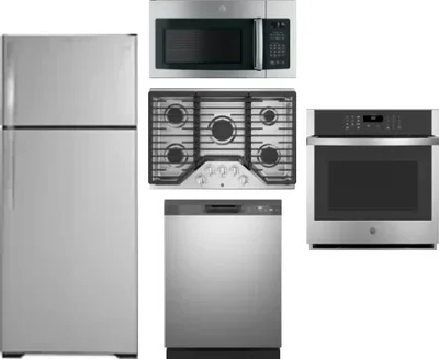 5 Piece Package Includes Refrigerator, Cooktop, Wall Oven, Microwave And Dishwasher